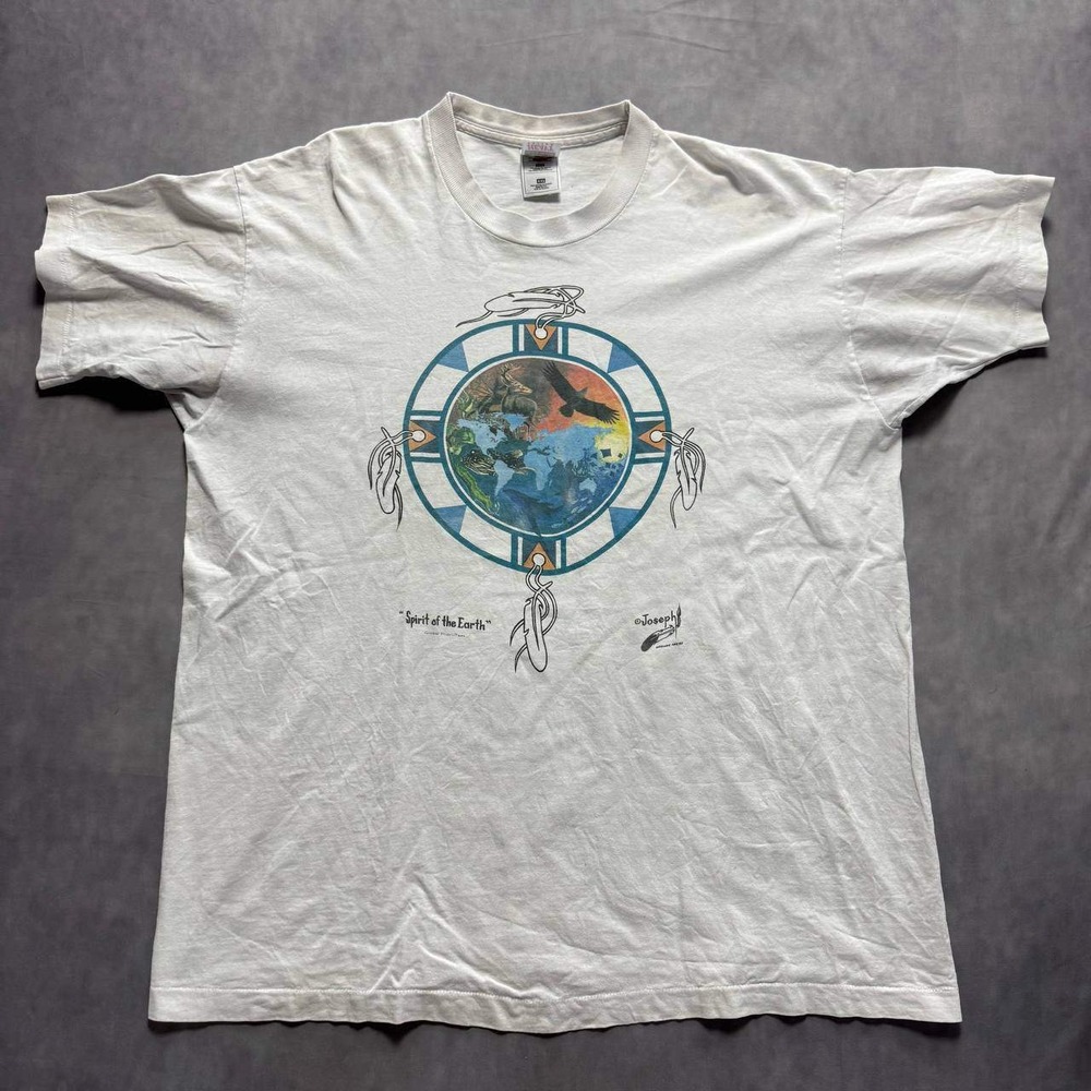 Vintage Fruit of the Loom Spirit of the Earth T-Shirt XXL White Joseph Graphic